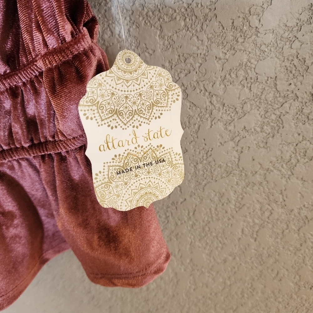 Altard State Velvet Puff Sleeve Top Off The Shoulder Cropped Size XS New - Picture 2 of 6